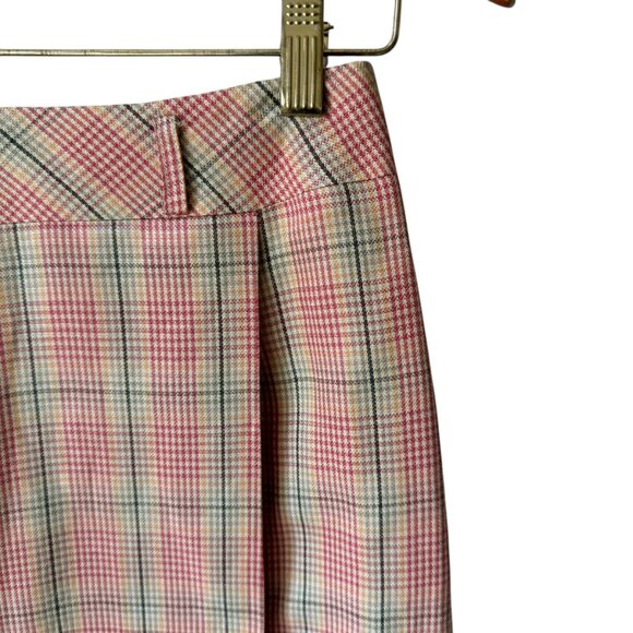 Vtg Worth Silk Linen Blend Skirt Plaid Faux Wrap Side Zip Lined Light Academia - Picture 5 of 15